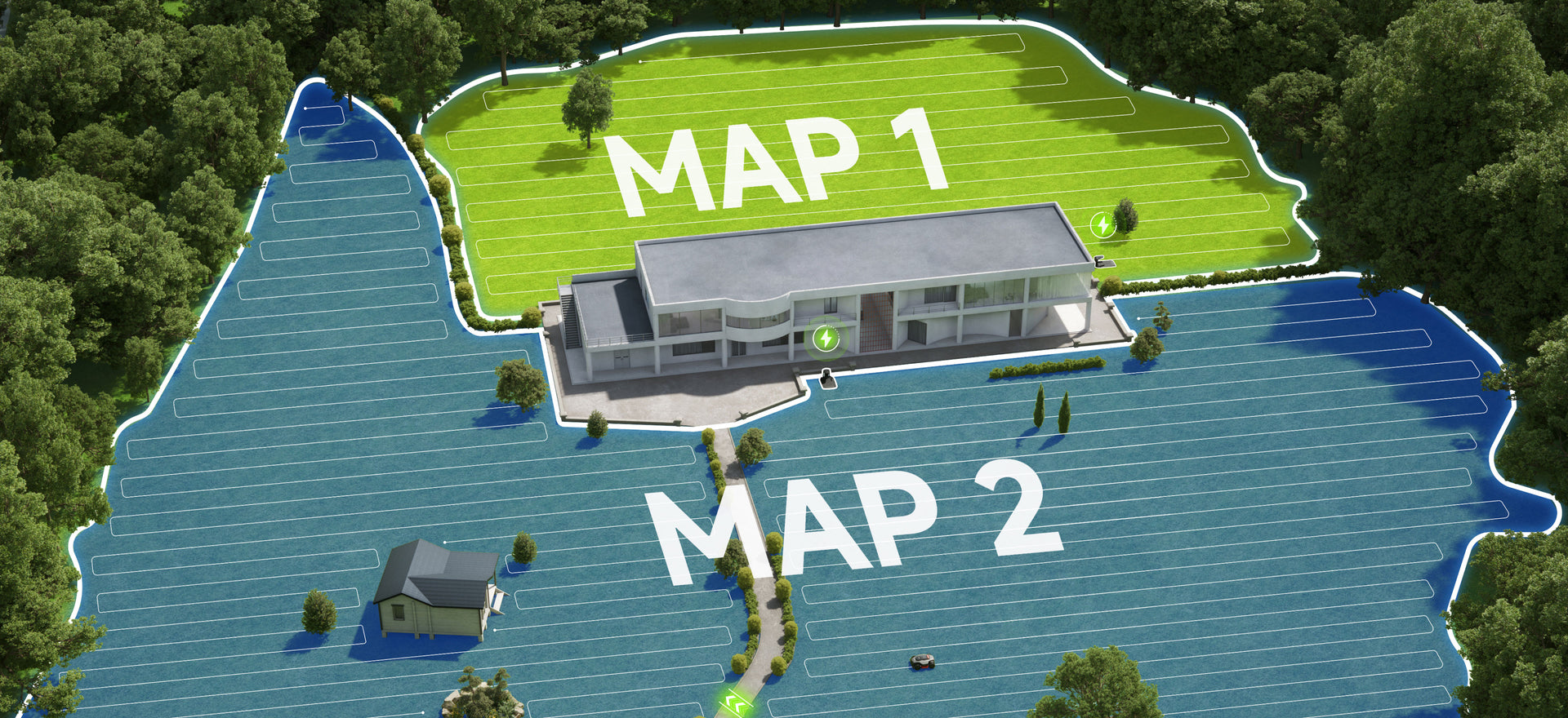 Two Lawns, One Mower